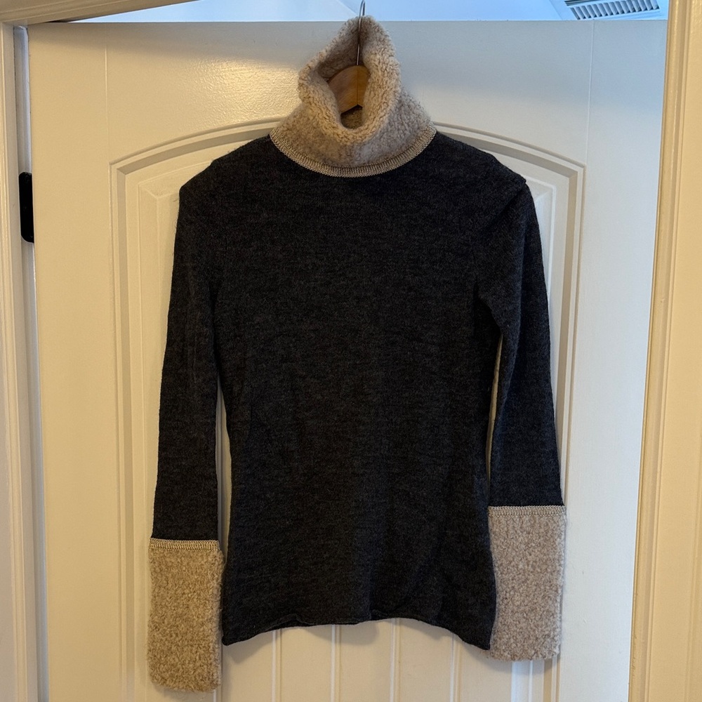 Tory Burch Black and Cream Turtleneck Sweater